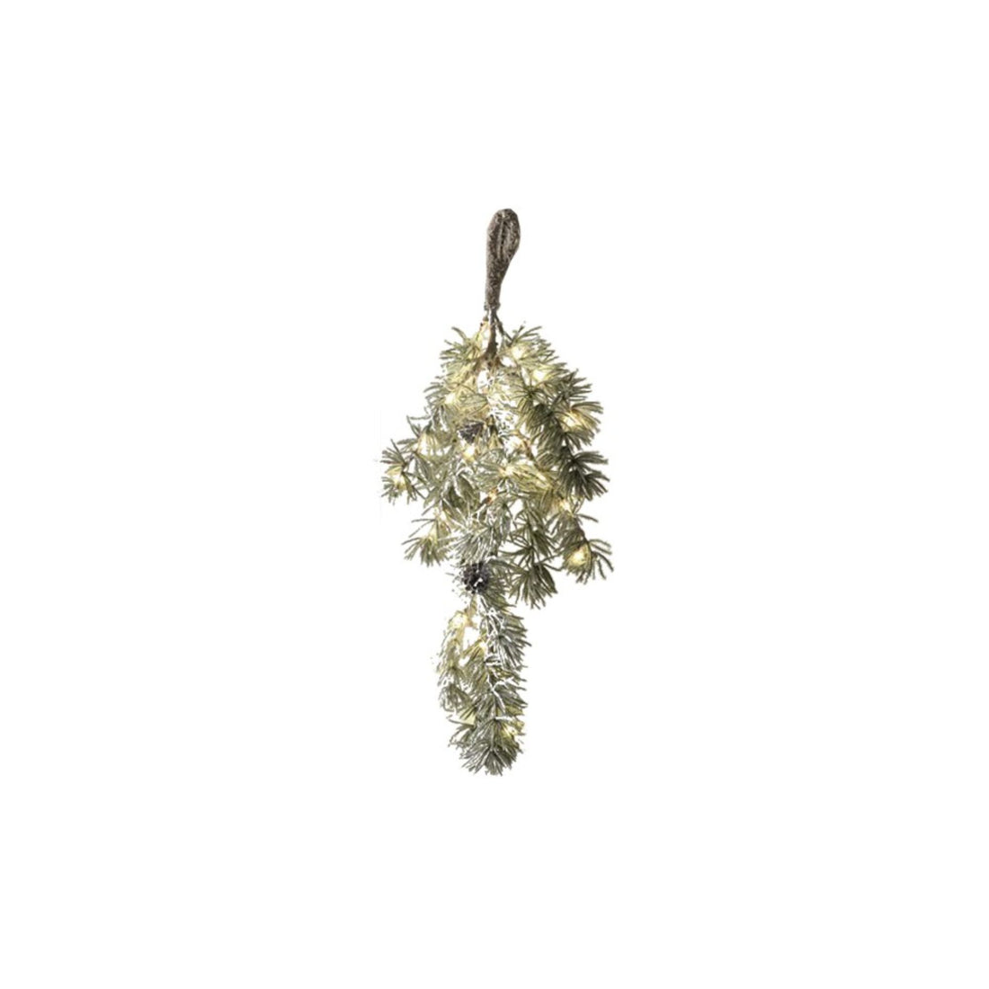 MASCAGNI CASA - Christmas Snowy Fir Branch H 50 cm w/ 40 Lights and Pine Cones Christmas Decorations