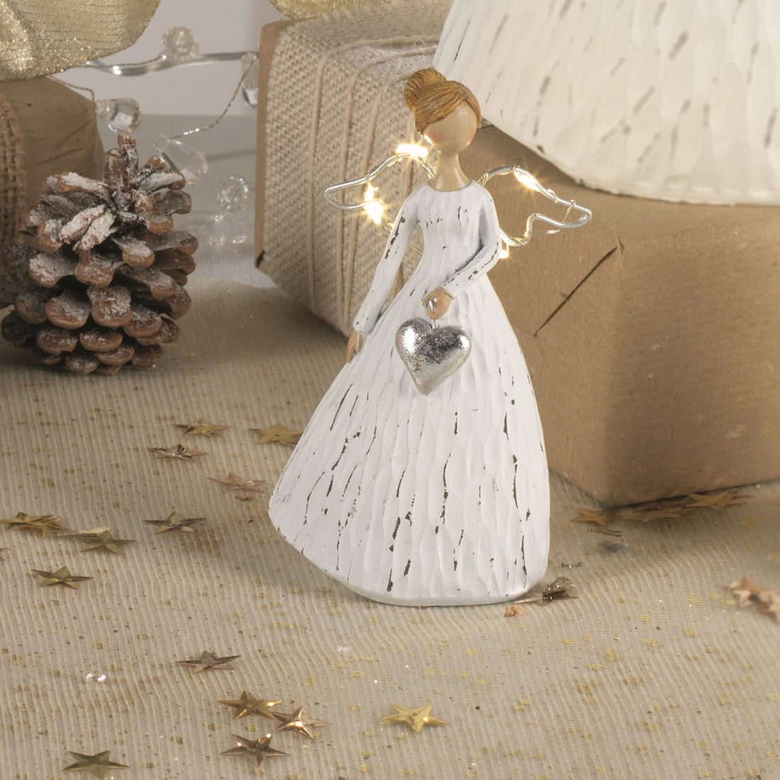 MASCAGNI CASA - Led Christmas Angel in White Resin Christmas Objects 12 cm