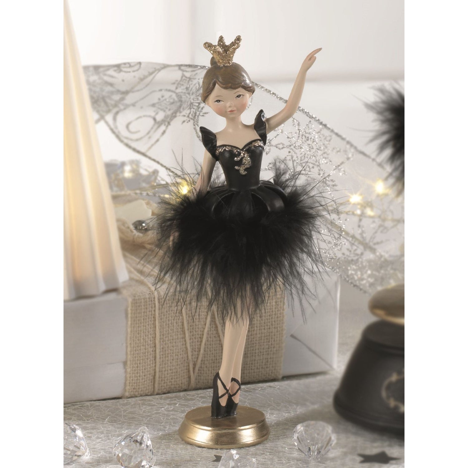 MASCAGNI CASA - Ballerina Christmas Decoration Statue 21 cm Black Resin Christmas