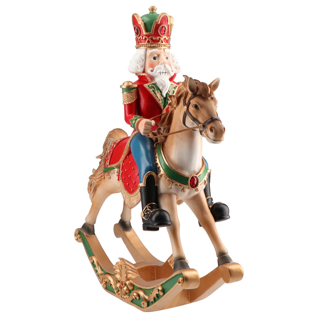 TIMSTOR - Nutcracker Nutcracker Soldier on Rocking Horse 46cm Christmas Decoration