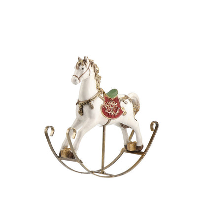 TIMSTOR - Cavallo a Dondolo Decorazione Natalizia 23cm Resina Metallo