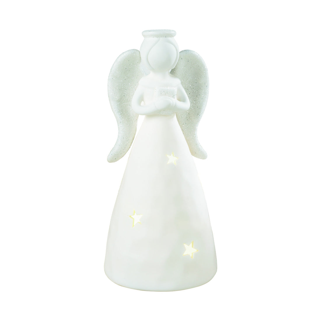 MASCAGNI CASA - LED Angel Figurine Christmas Decoration White 17.5 cm Ceramic