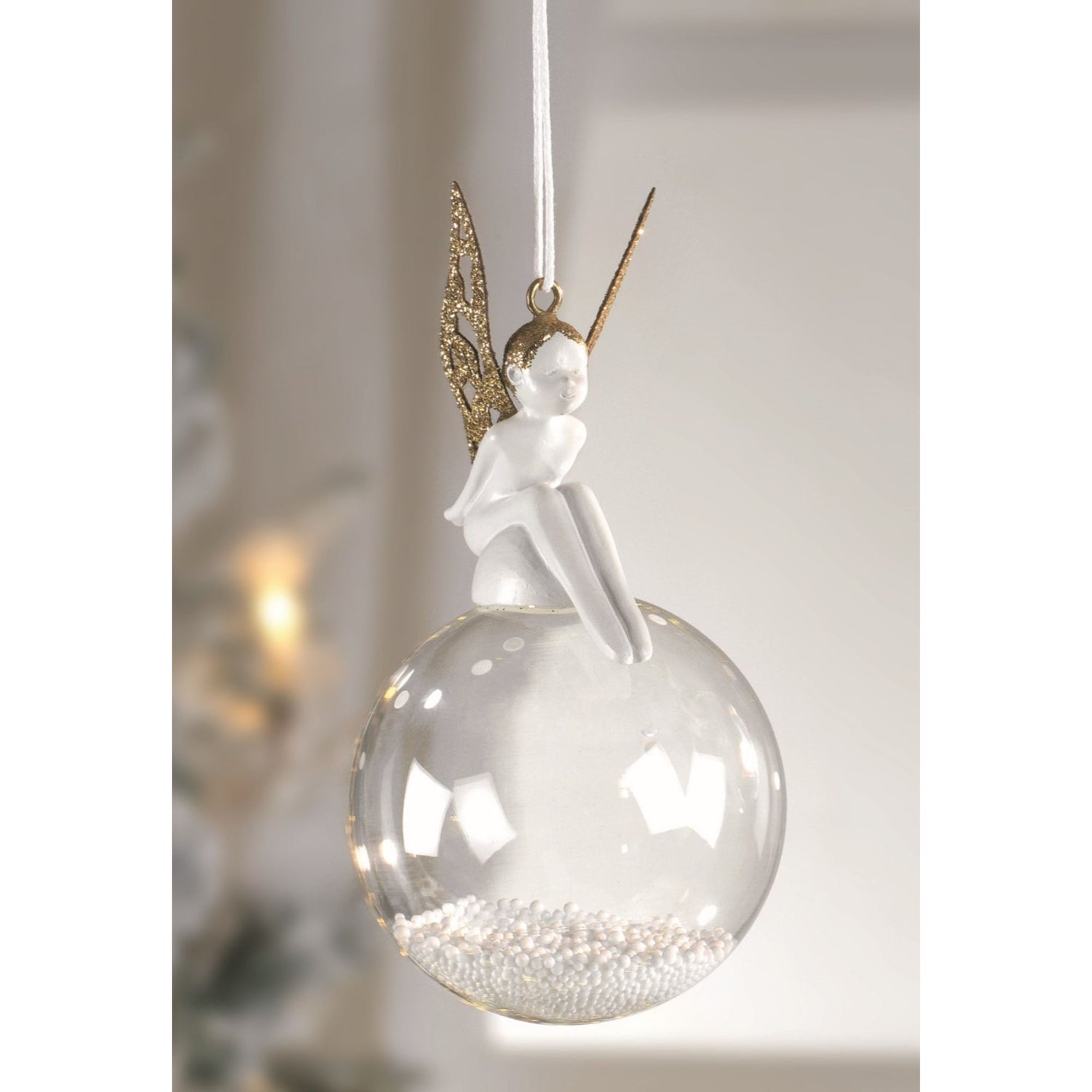 MASCAGNI CASA - Sfera Decorazione Natalizia con Angelo 6 cm Addobbo Albero di Natale Vetro