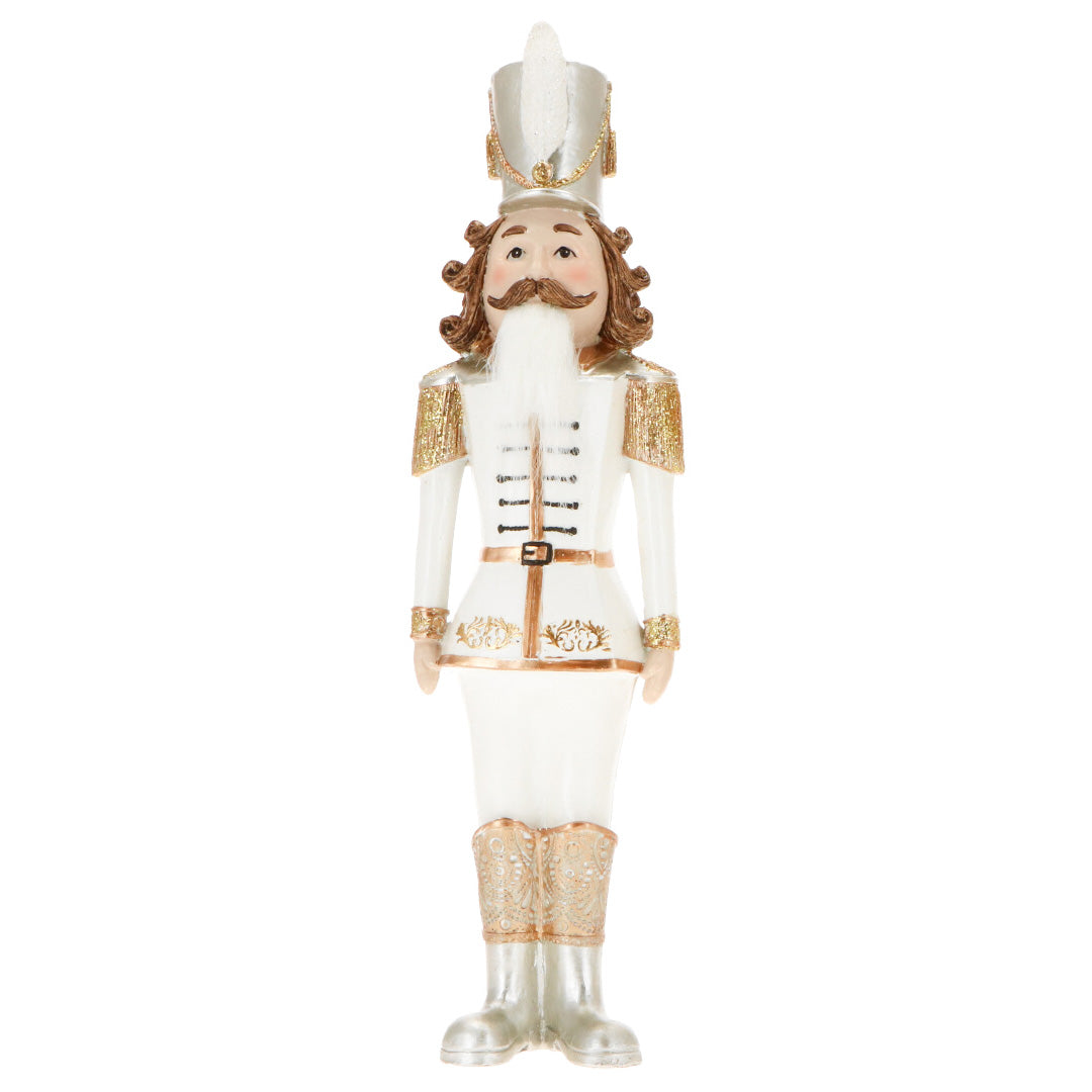 TIMSTOR - Schiaccianoci Nutcracker Soldatino Bianco Oro 42cm Resina