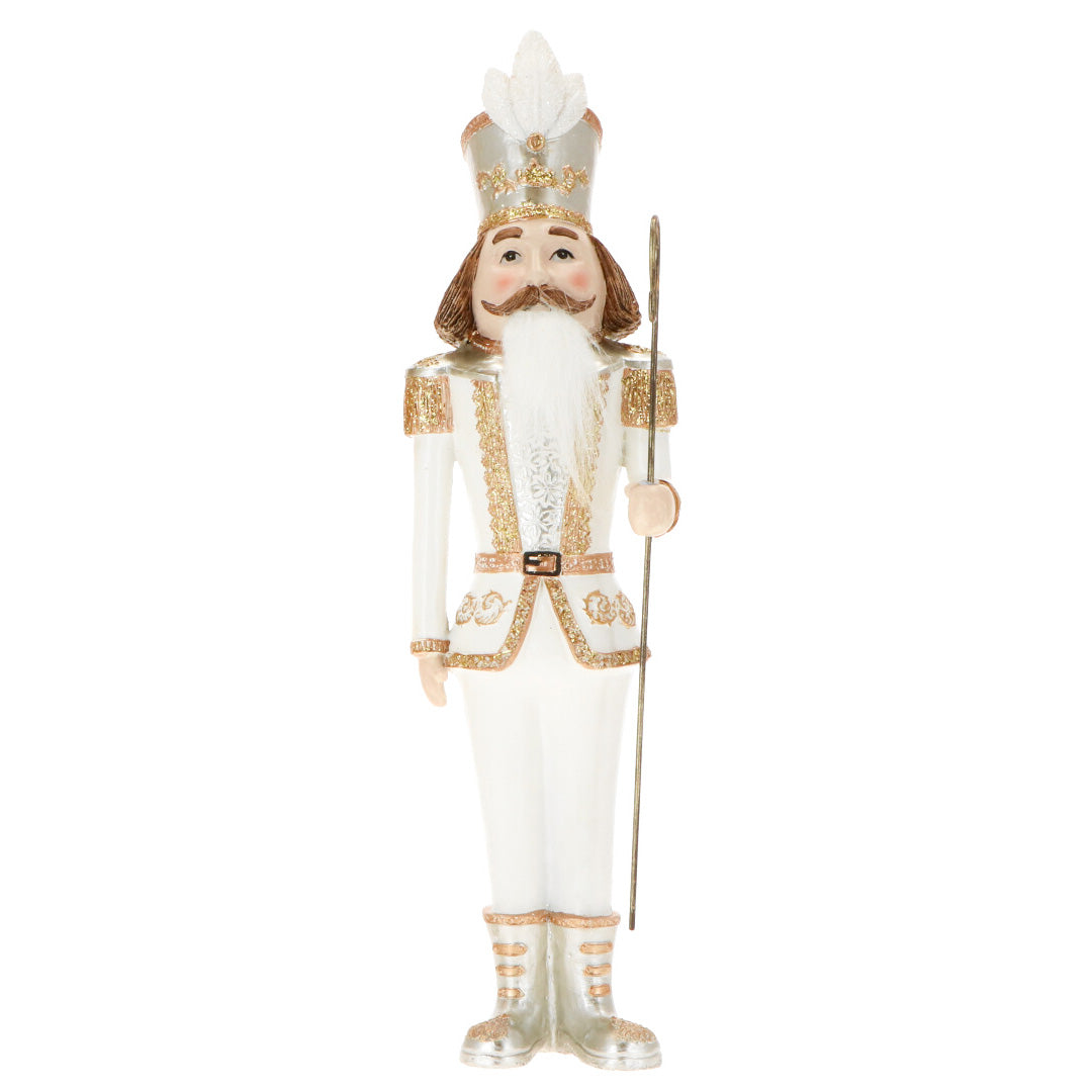 TIMSTOR - Schiaccianoci Nutcracker Soldatino Bianco Oro 42cm Resina