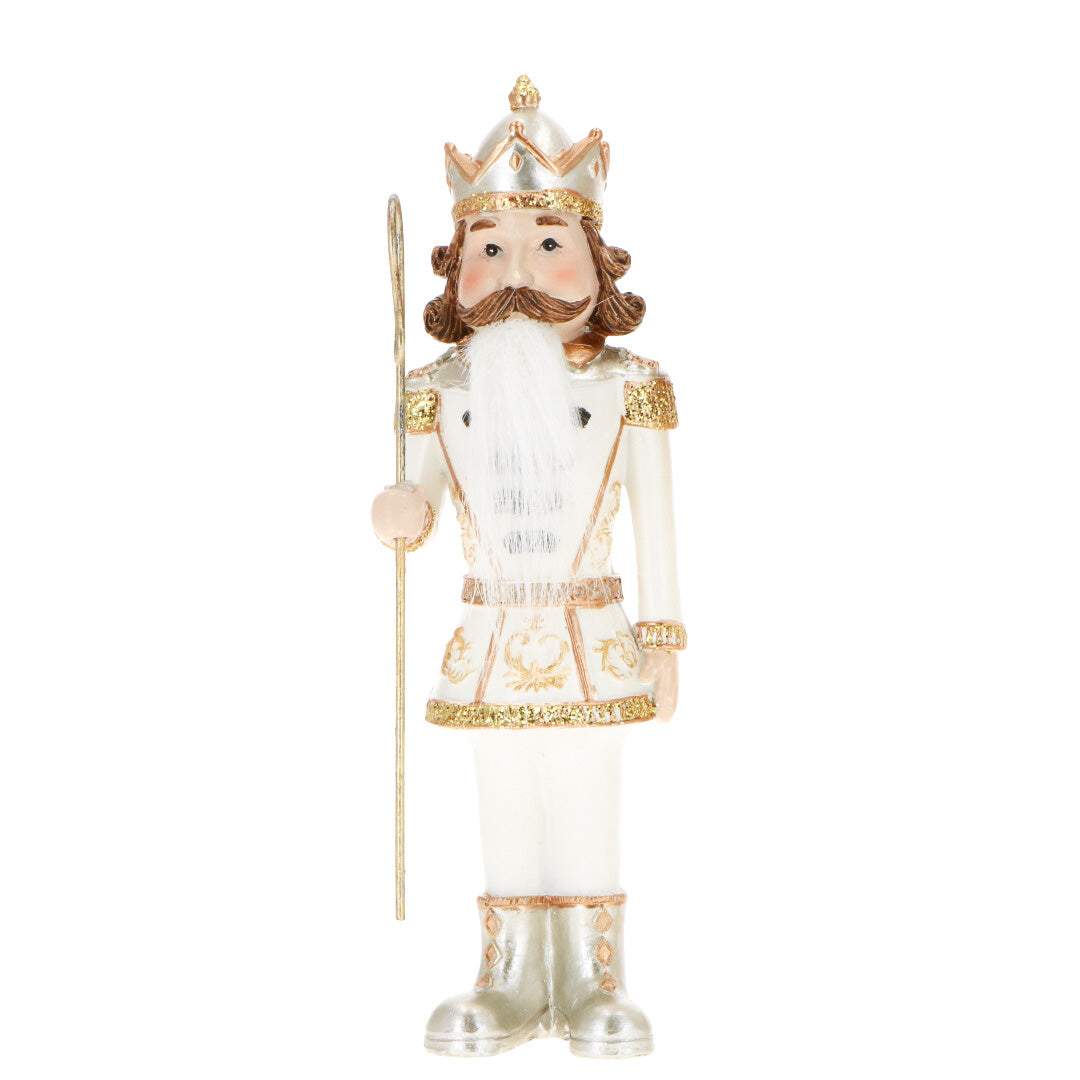 TIMSTOR - Schiaccianoci Nutcracker Soldatino Bianco Oro 22cm Resina