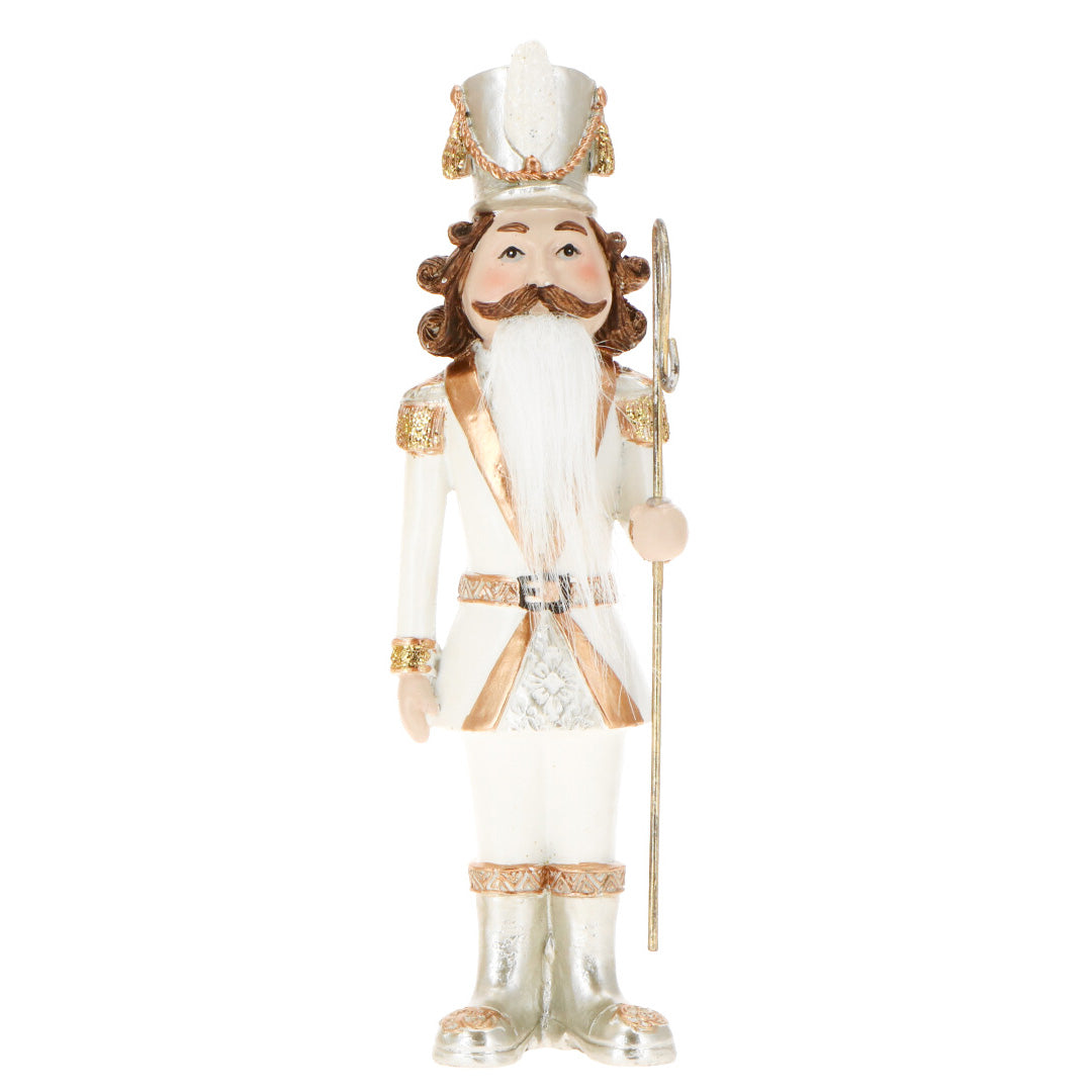 TIMSTOR Schiaccianoci Nutcracker Soldatino Bianco Oro 22cm Resina