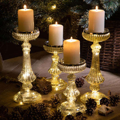 BIANCHI DINO - LED Gold Candlestick Christmas Decoration 29 cm