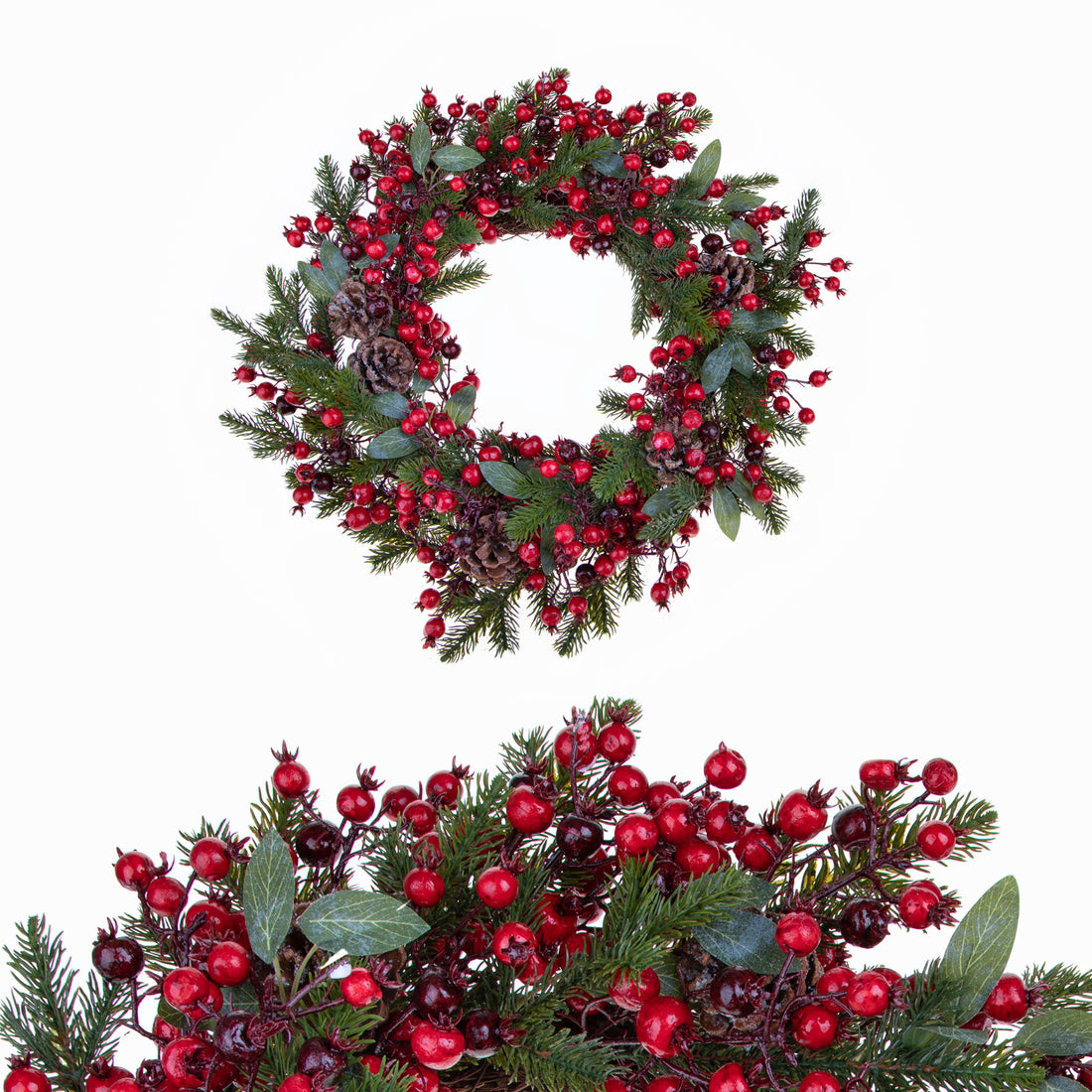 BIANCHI DINO - Christmas Wreath Garland Red Berries 50 cm Christmas Decoration