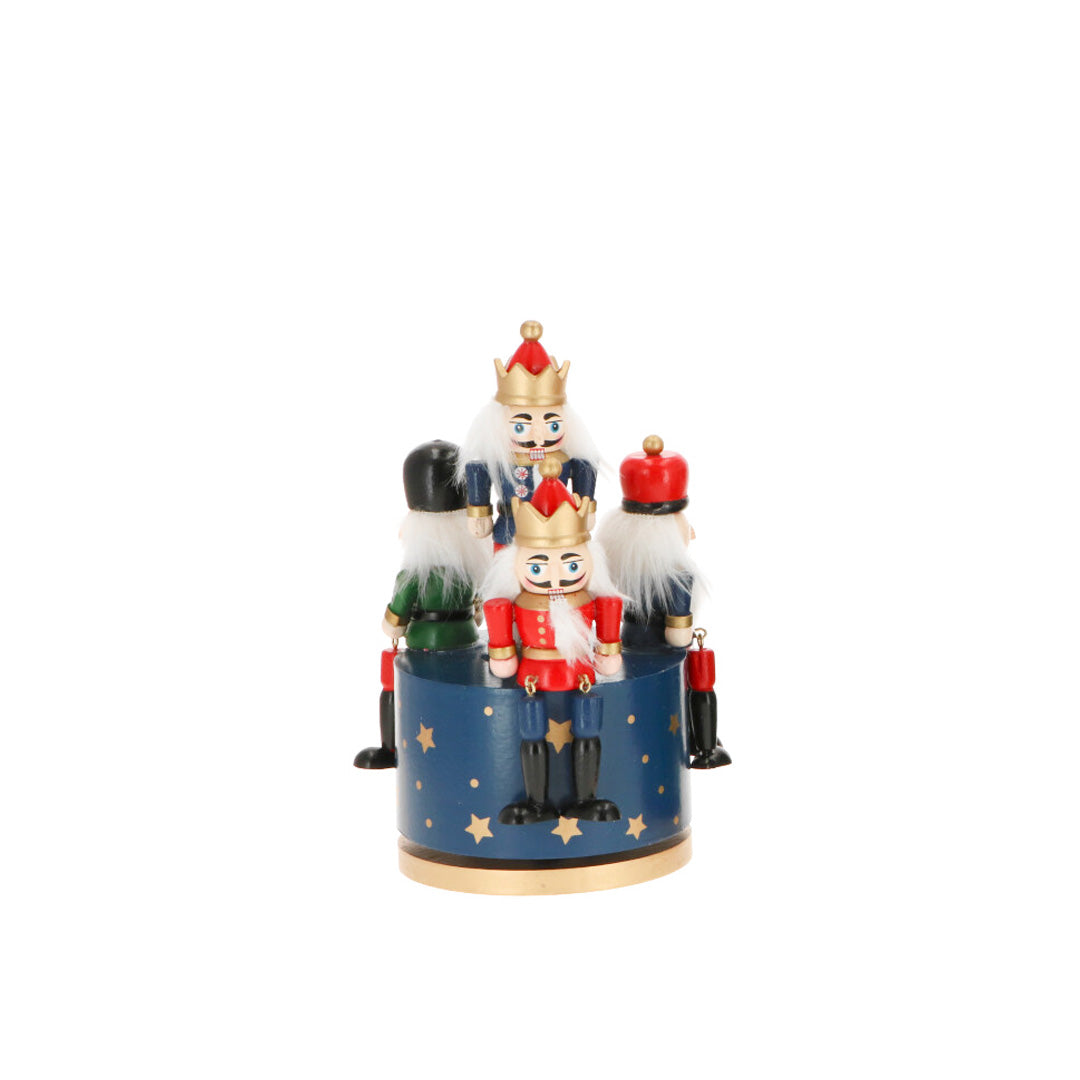 TIMSTOR - Music Box with Nutcracker Musical Christmas Soldiers 20cm Blue Wood