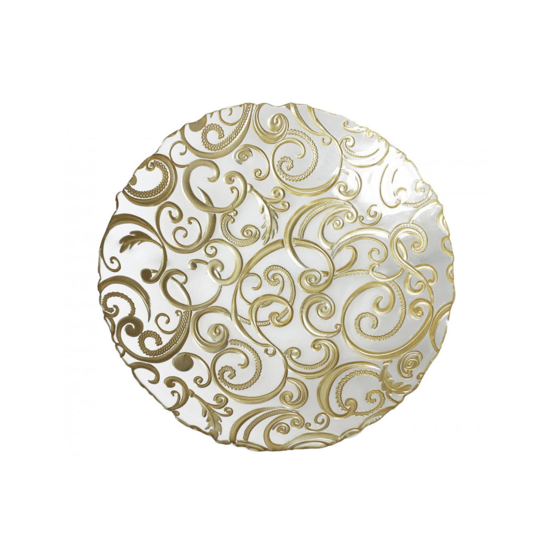 BRANDANI - Centerpiece Bowl Plate Golden Thread 40 cm Glass 52731