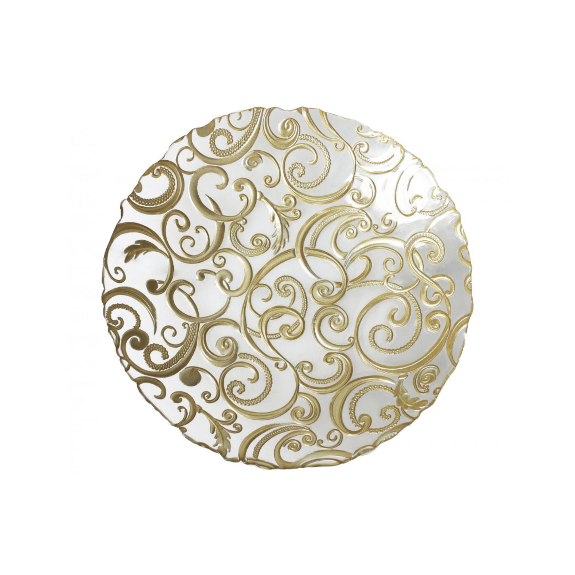 BRANDANI - Centerpiece Bowl Plate Golden Thread 40 cm Glass 52731