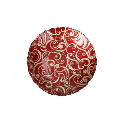 BRANDANI - Cup Bowl Plate Gold Thread 30 cm Red Glass 52739