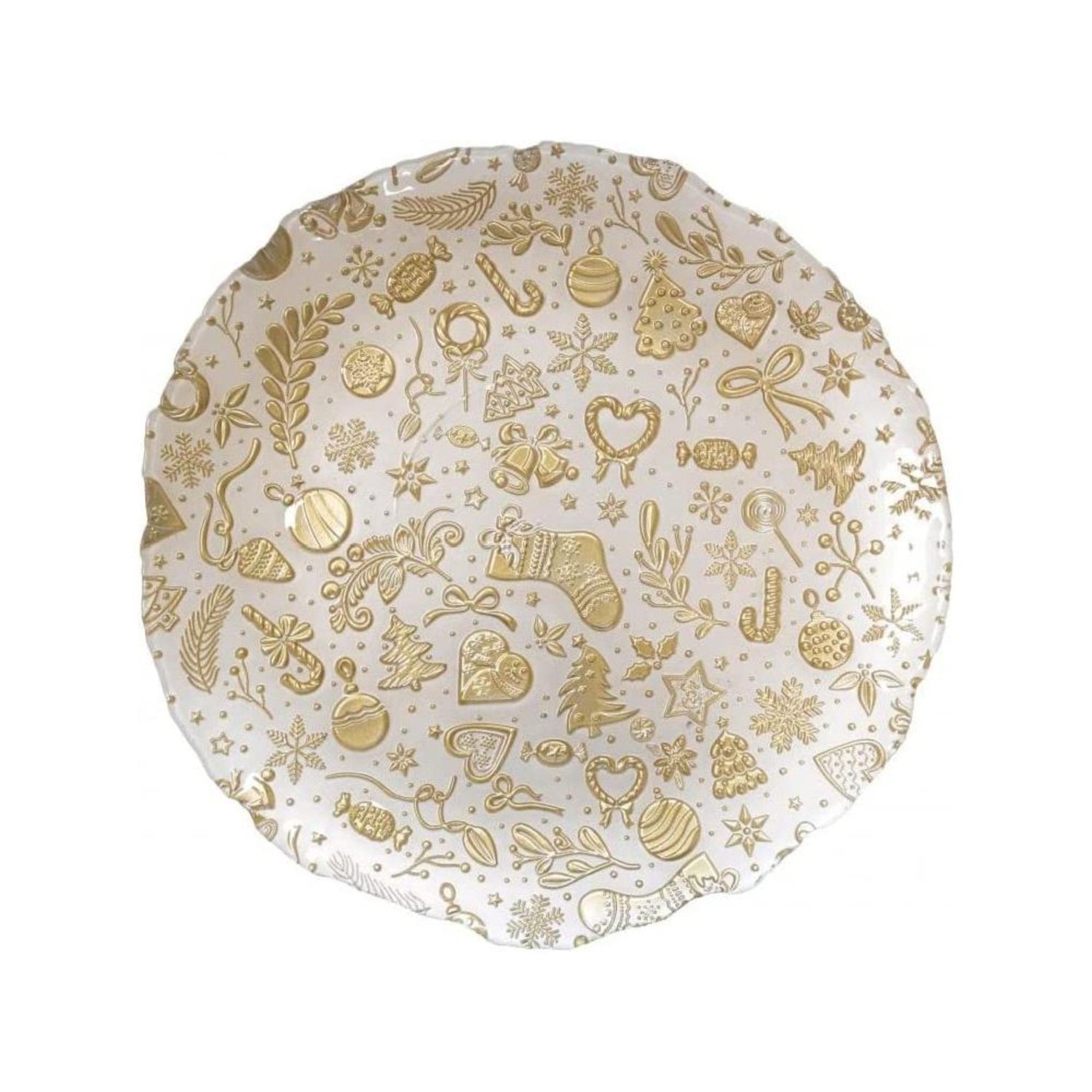 BRANDANI - White/Gold Christmas Centerpiece Tray 38 cm Glass Christmas Table