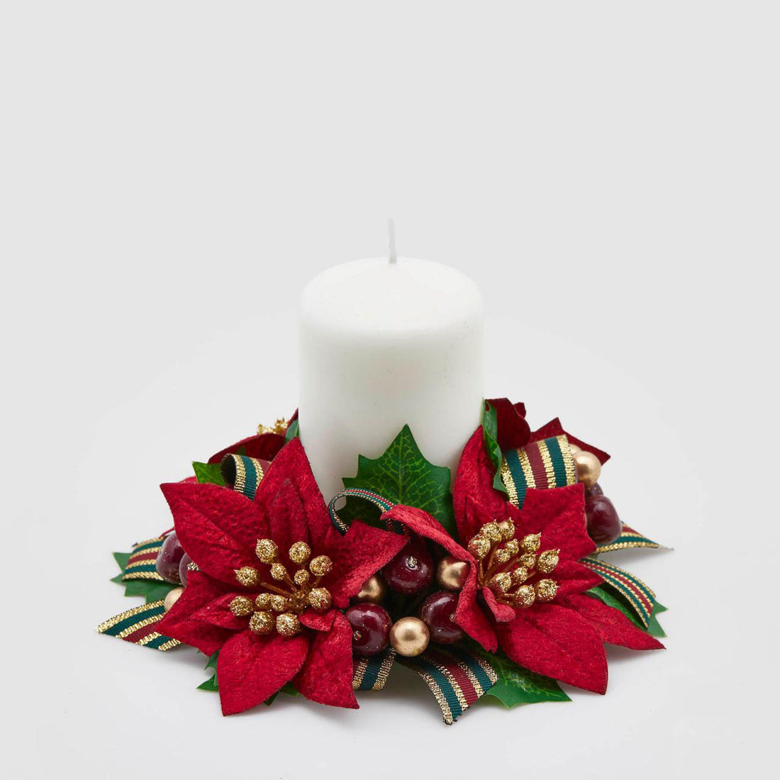 EDG Wreath Christmas Star Centerpiece Round Candle Decoration 16cm Red