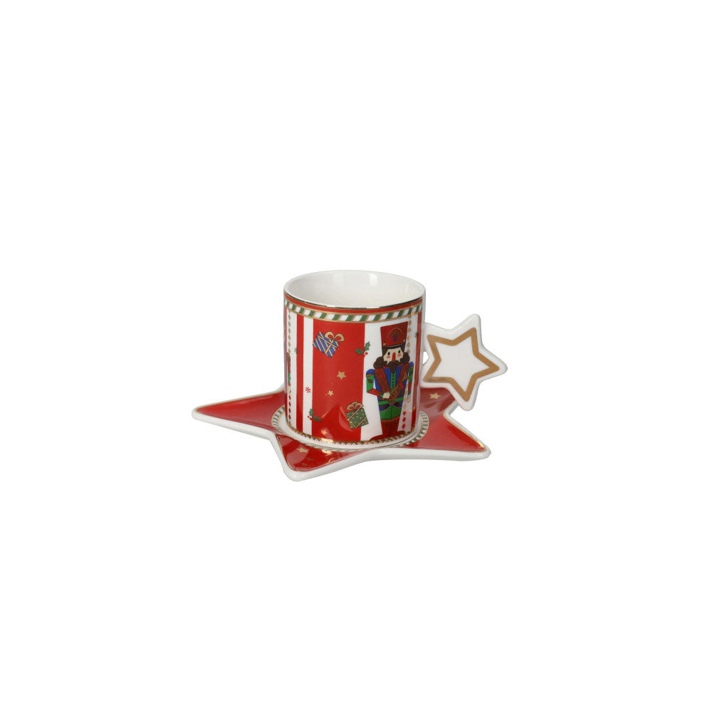 BRANDANI - Coffee Service Set 2 Pieces The Nutcracker Christmas Table 6 cm Porcelain 84173