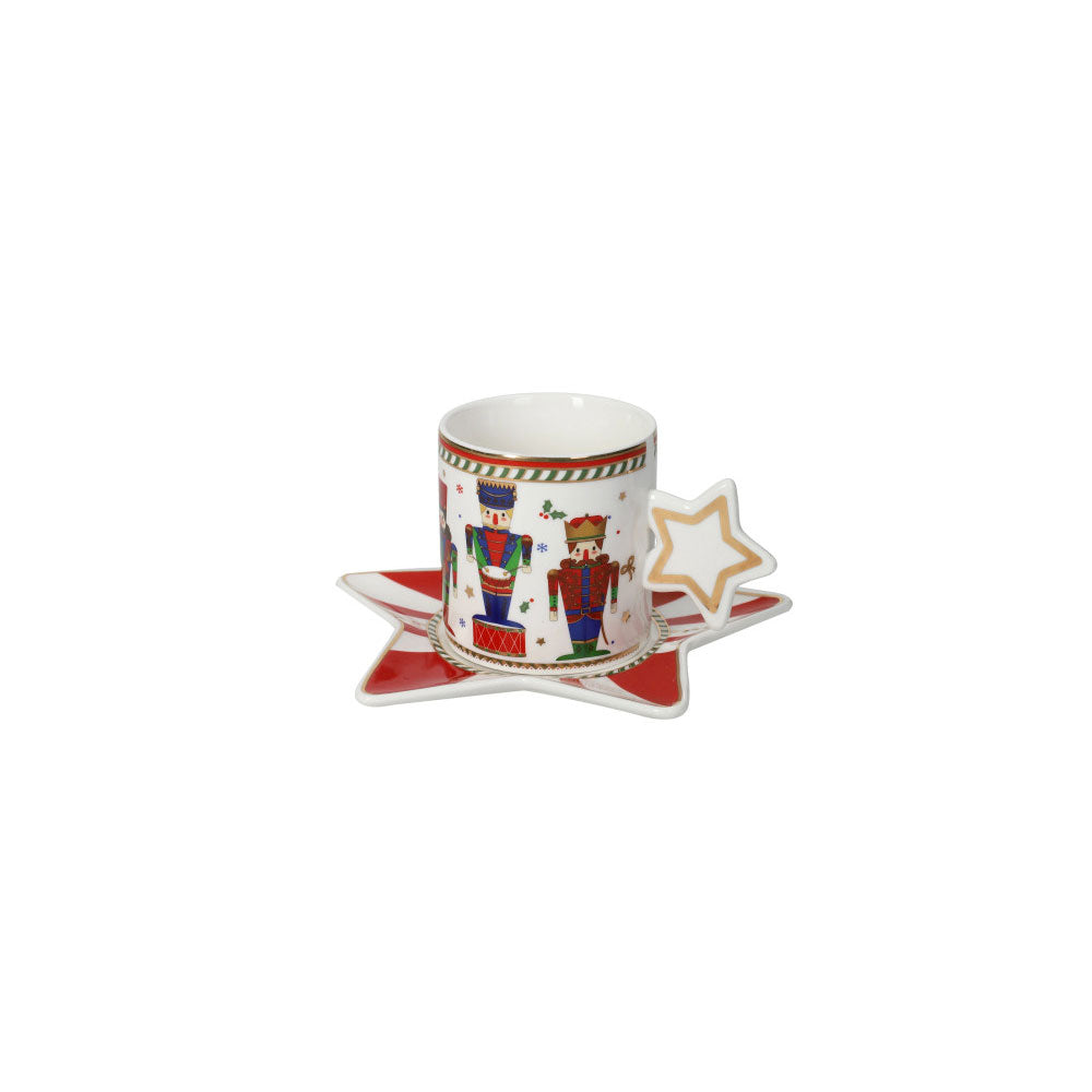 BRANDANI - Coffee Service Set 2 Pieces The Nutcracker Christmas Table 6 cm Porcelain 84173