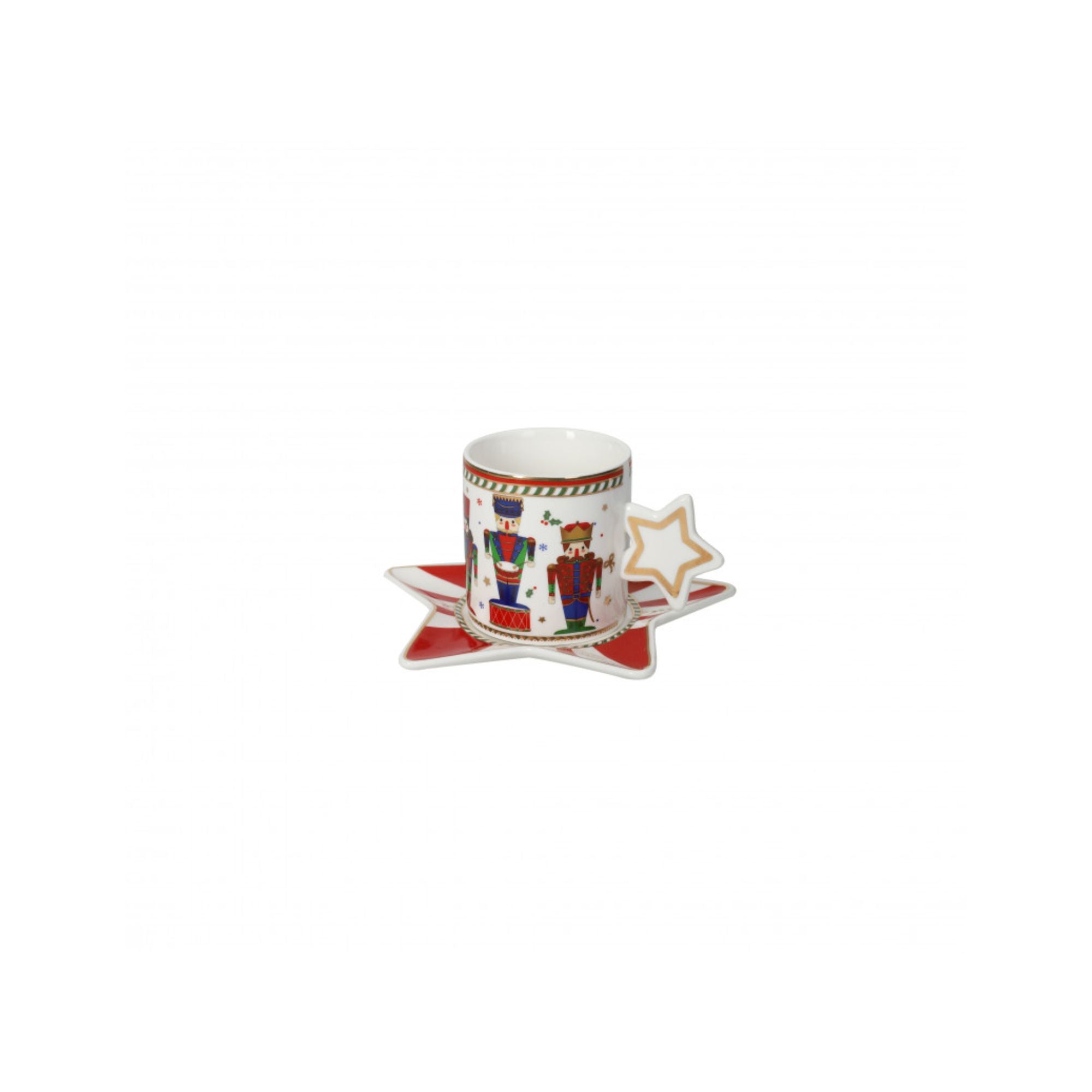 BRANDANI - Servizio Caffè Set 2 Pezzi Lo Schiaccianoci Tavola Natalizia 6 cm Porcellana 84173