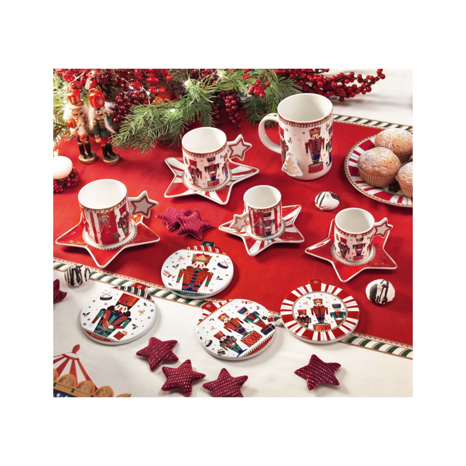 BRANDANI - Coffee Service Set 2 Pieces The Nutcracker Christmas Table 6 cm Porcelain 84173