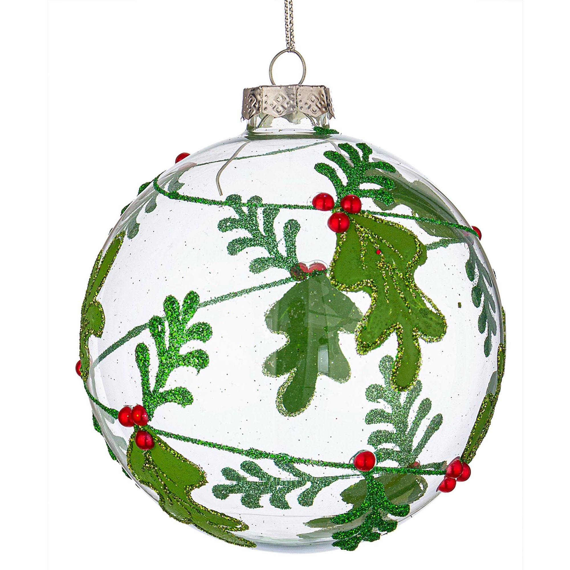 BIZZOTTO Berries Christmas Tree Bauble Sphere in Glass 10cm Green