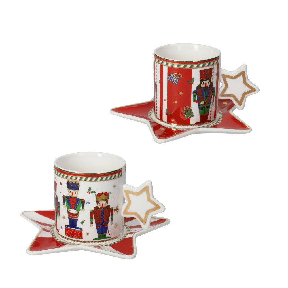 BRANDANI - Tea Cup Set 2 Pieces The Nutcracker Christmas Table 8 cm Porcelain 84174