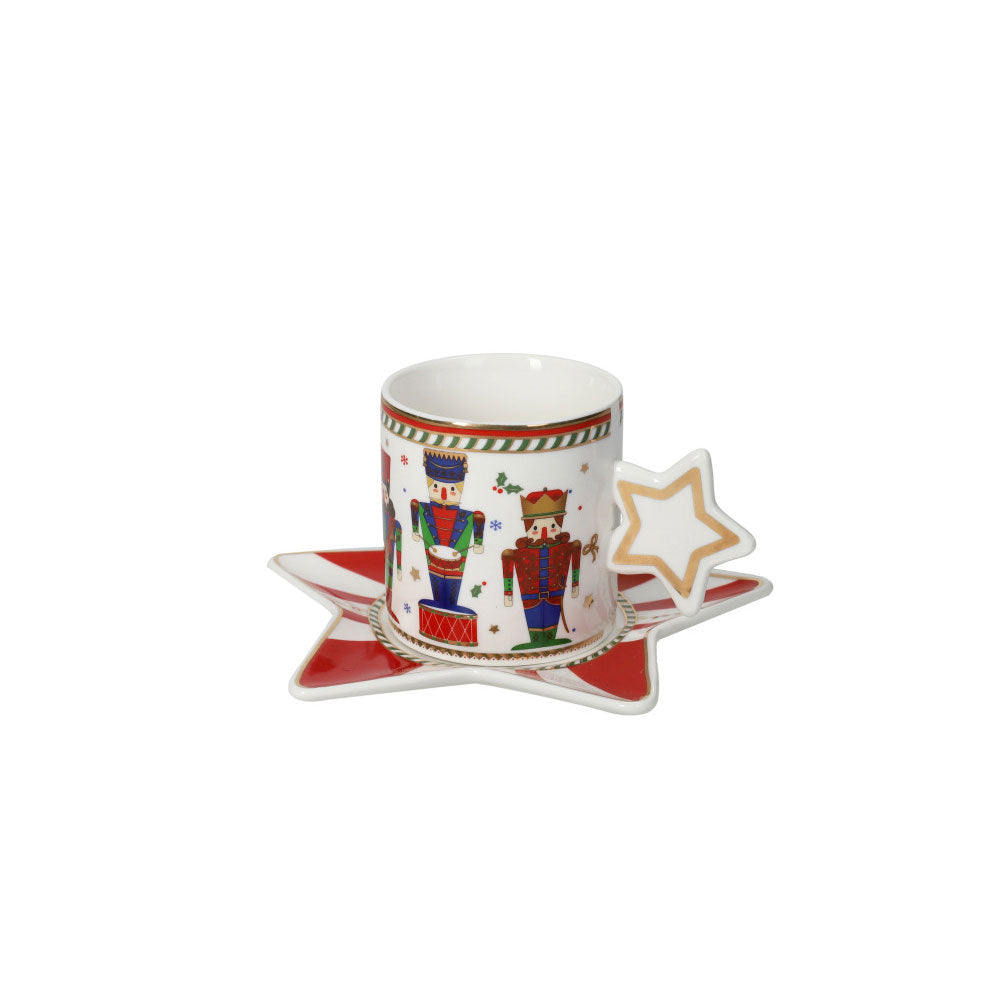 BRANDANI - Tea Cup Set 2 Pieces The Nutcracker Christmas Table 8 cm Porcelain 84174