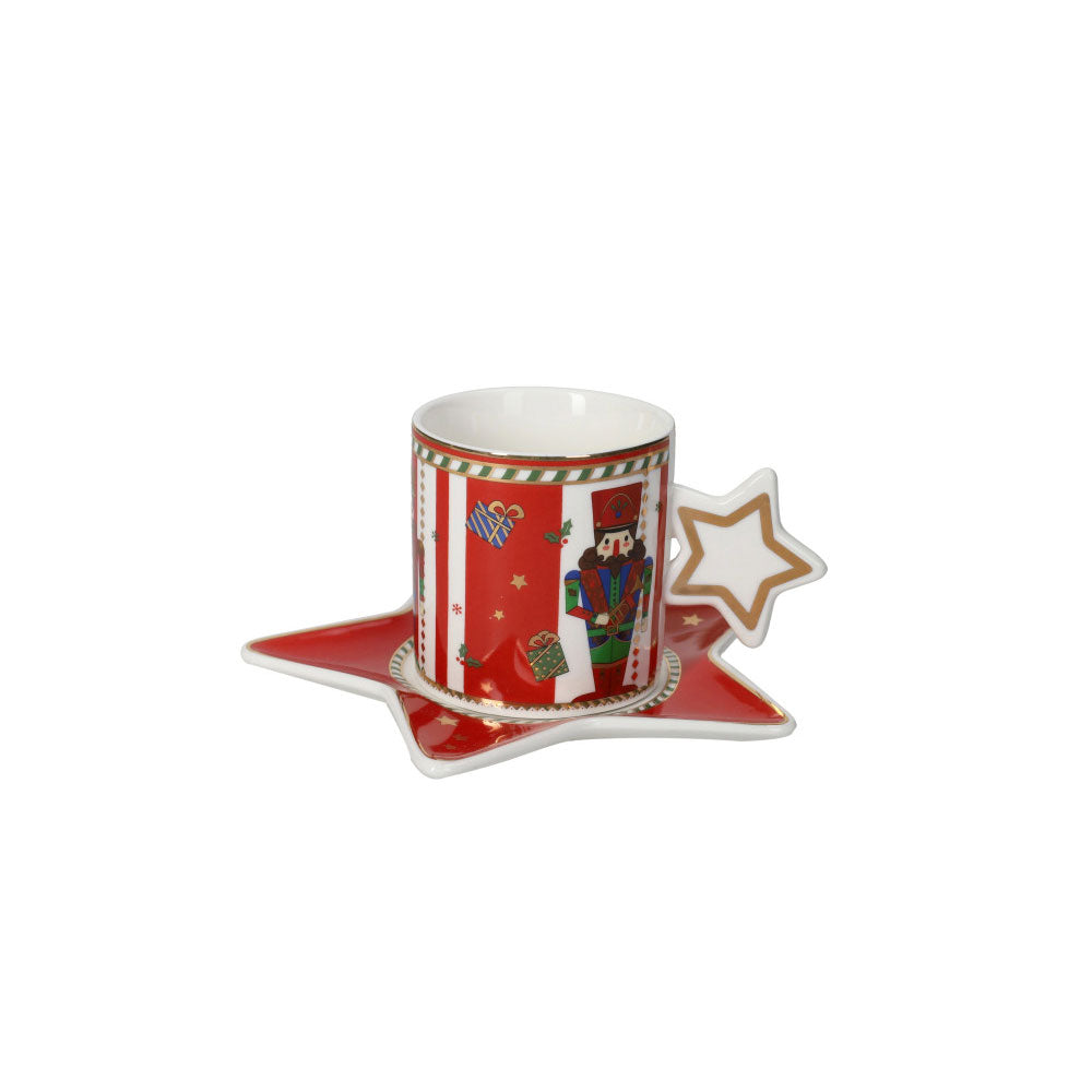 BRANDANI - Tea Cup Set 2 Pieces The Nutcracker Christmas Table 8 cm Porcelain 84174