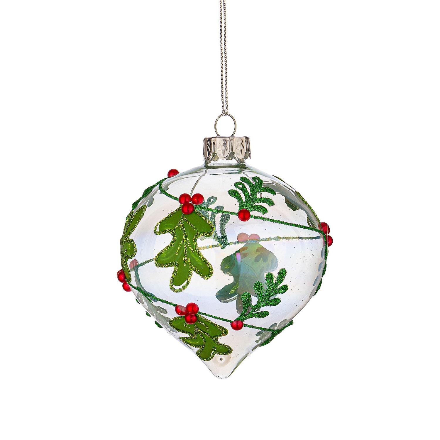 BIZZOTTO Berries Christmas Tree Pendant Sphere in Glass 9cm Green