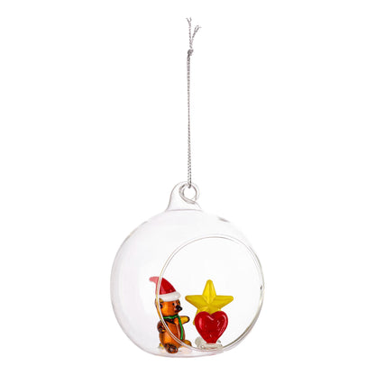 BIZZOTTO Sphere Open Christmas Tree Bauble in Glass Teddy Star 8cm