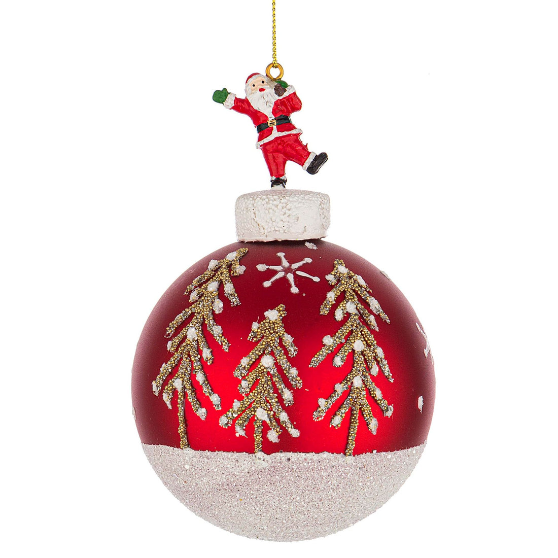 BIZZOTTO Sphere Glass Christmas Tree Bauble Santa Claus 8cm Red