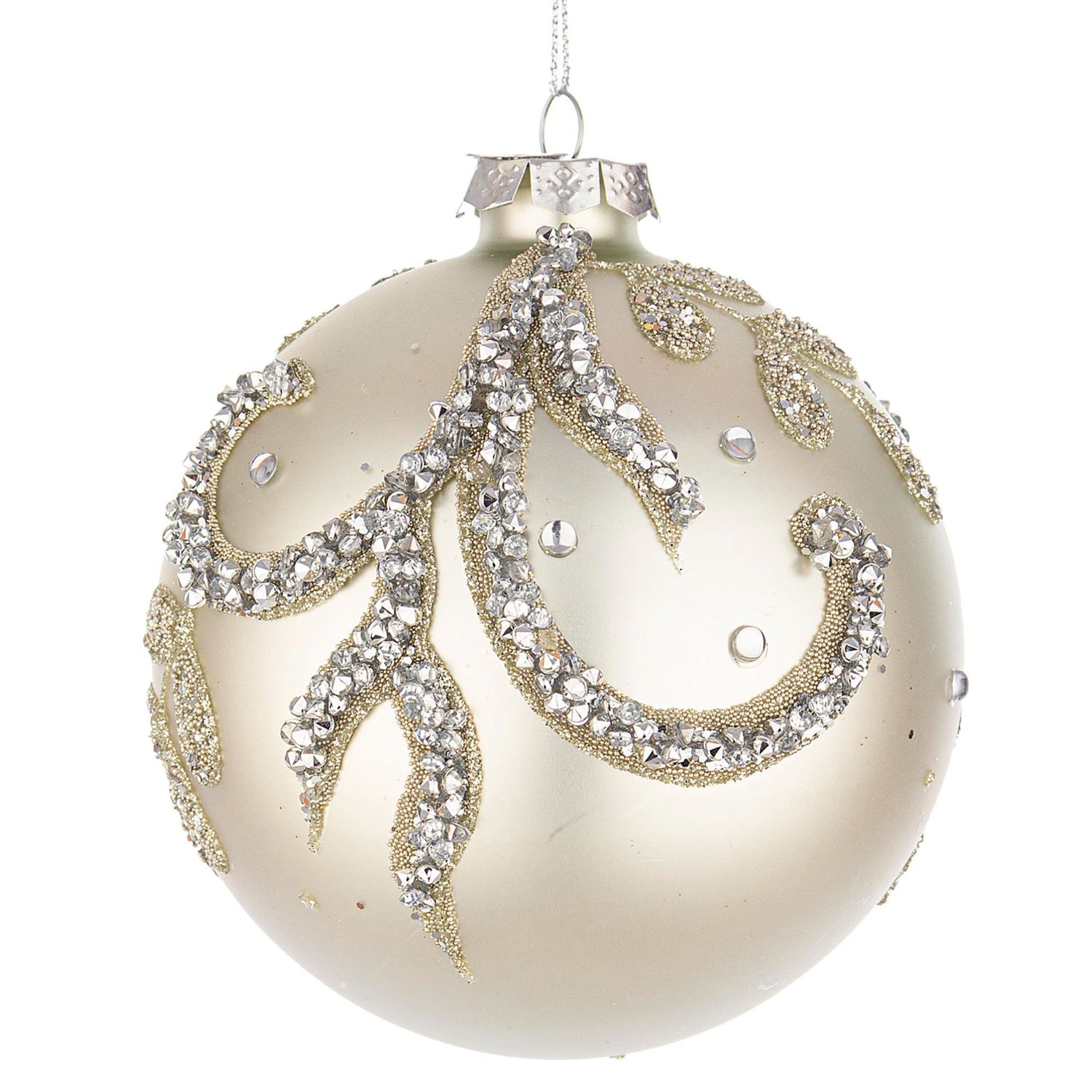 BIZZOTTO Glass Christmas Tree Ball Droplet 10cm Pearly White