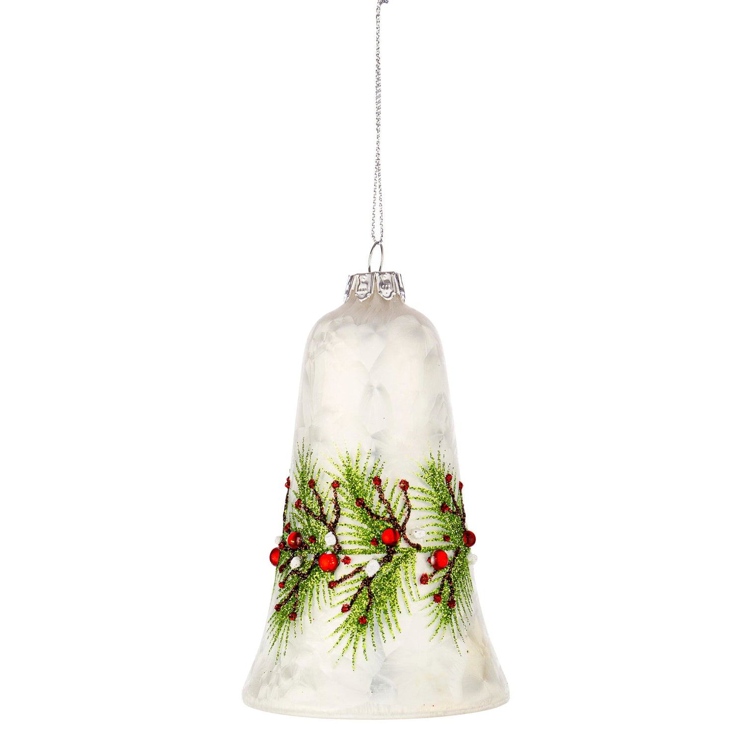 BIZZOTTO Pendaglio Campana Campanella Albero di Natale in Vetro Branch 13cm Bianco