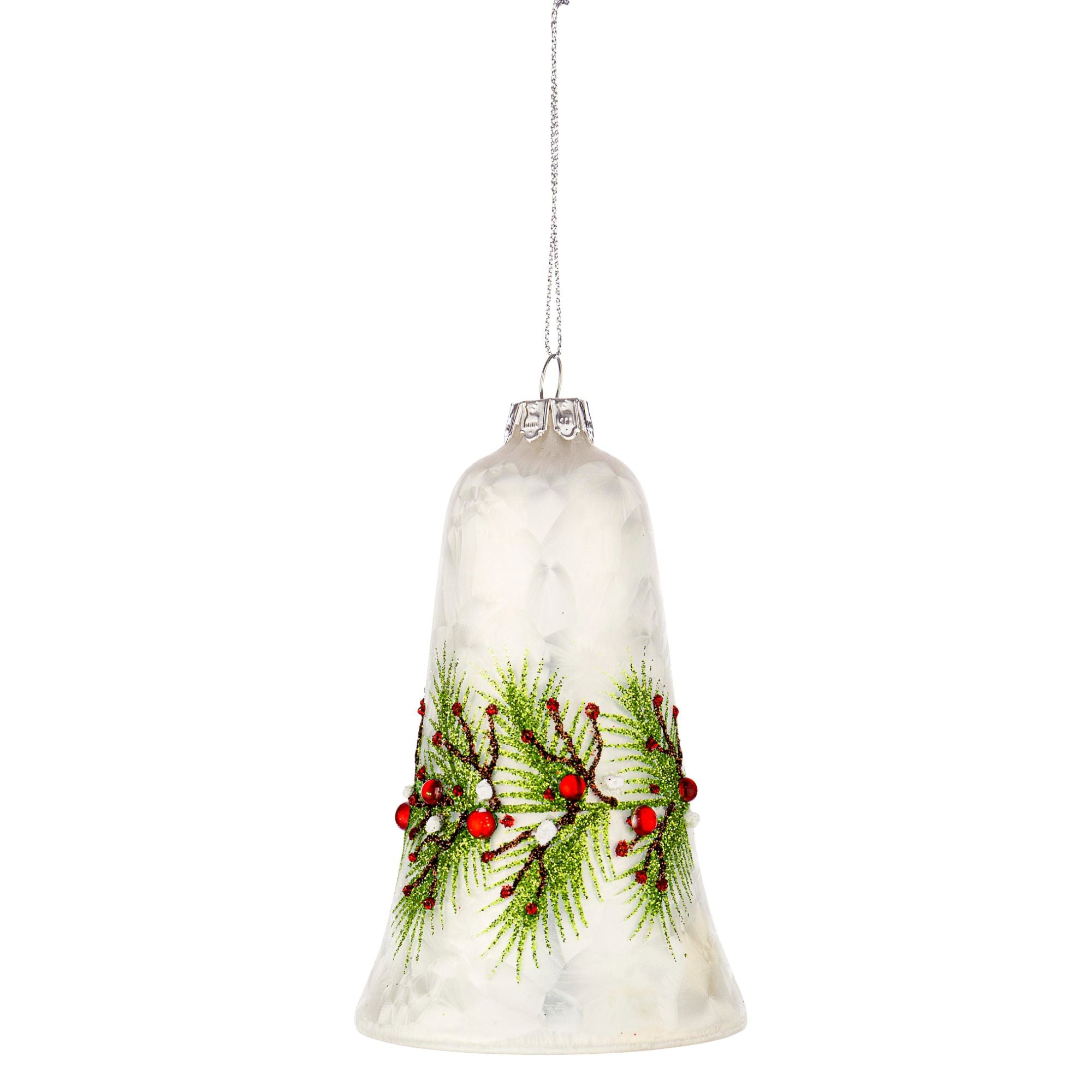 BIZZOTTO Pendaglio Campana Campanella Albero di Natale in Vetro Branch 13cm Bianco