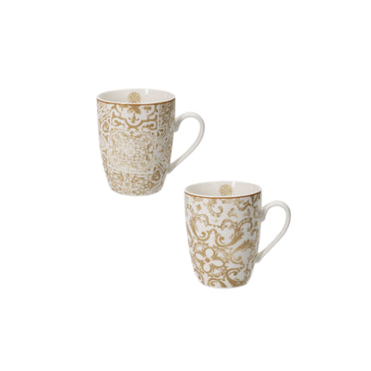 BRANDANI - Set 2 Pezzi Mug Tazza Excalibur cm 11  Tavola Natalizia Porcellana 51044