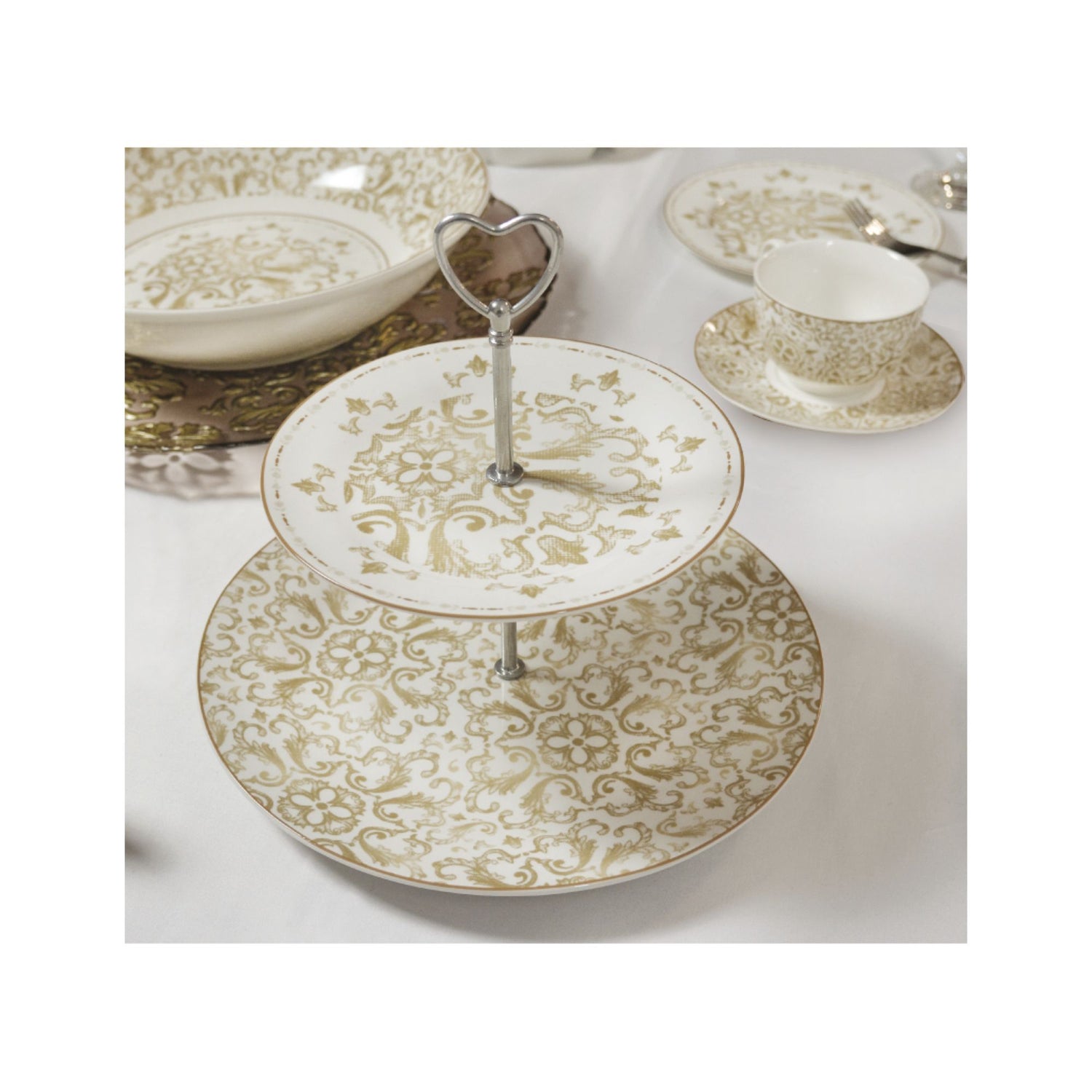 BRANDANI - Excalibur Centerpiece Tray 40 cm Porcelain Christmas Table 51048