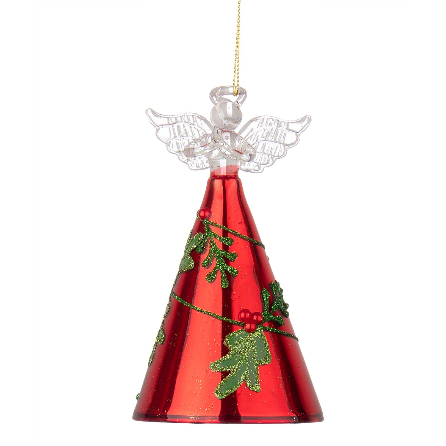 BIZZOTTO Pendaglio Angelo Decorazione per Albero di Natale in Vetro 15cm Rosso