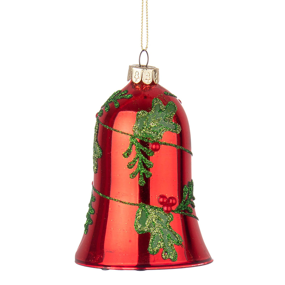 BIZZOTTO Bell Pendant Glass Christmas Tree Bell Berries 13cm Red