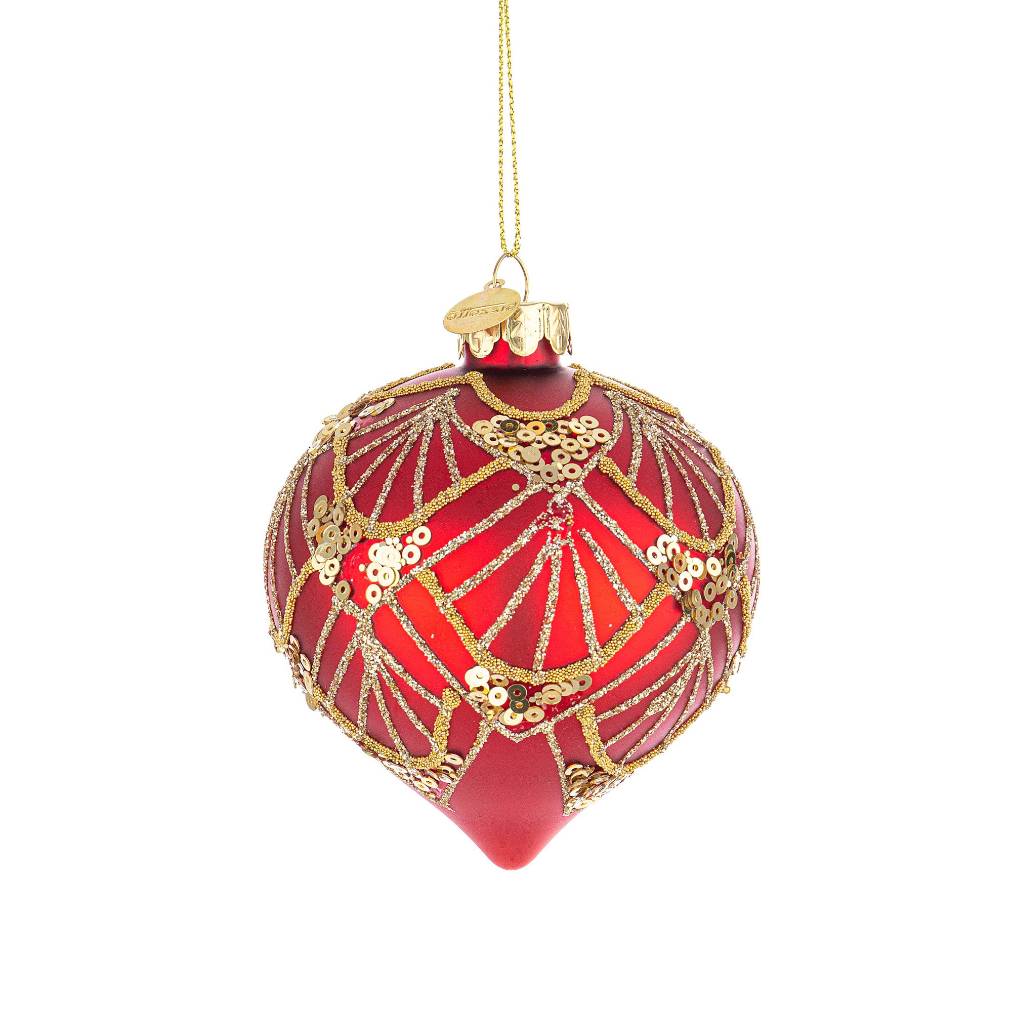 BIZZOTTO Sfera Pallina Pendaglio Albero di Natale in Vetro Lux 9cm Rosso Oro