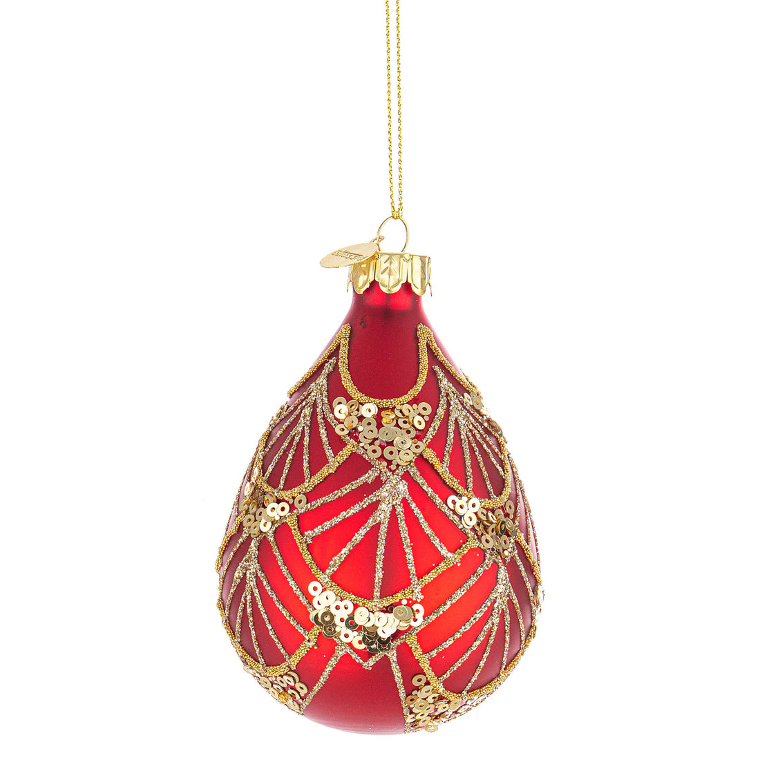 BIZZOTTO Sphere Bauble Pendant Christmas Tree in Lux Glass 10cm Red Gold