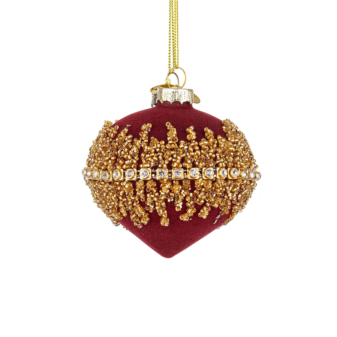 BIZZOTTO Sfera Pallina Pendaglio Albero di Natale in Vetro Luxury 9cm Rosso Oro Velluto