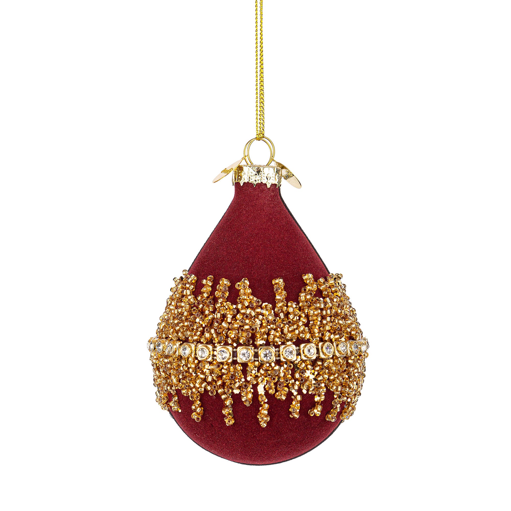 BIZZOTTO Luxury Glass Christmas Tree Ball Pendant Sphere 10cm Red Gold Velvet