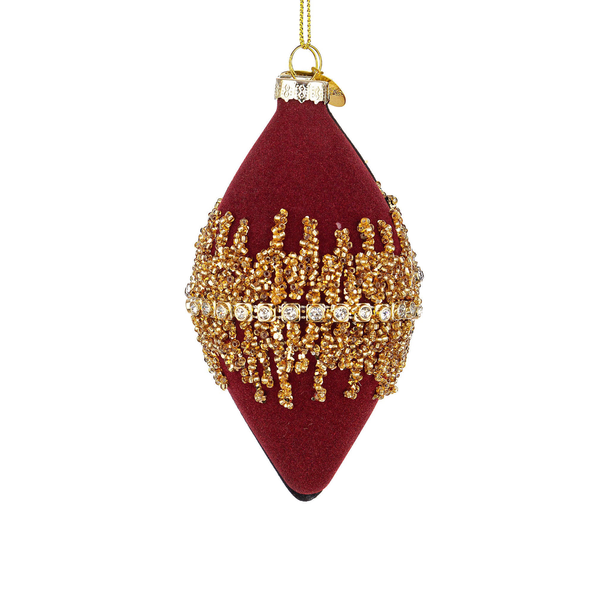 BIZZOTTO Sphere Bauble Pendant Christmas Tree in Luxury Glass 13cm Red Gold Velvet