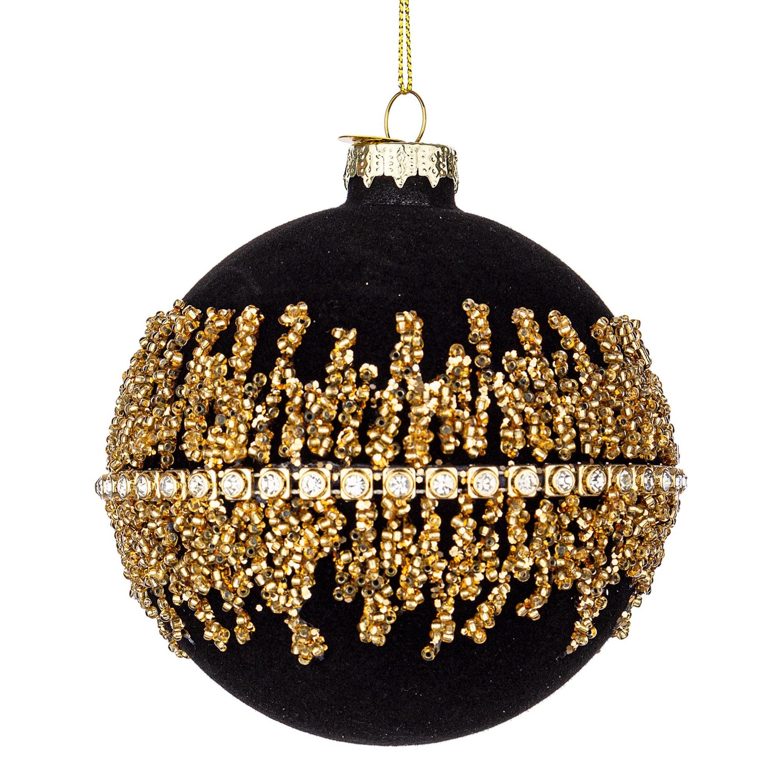 BIZZOTTO - Luxury Christmas Tree Ball Pendant Sphere 10 cm Black Gold Glass