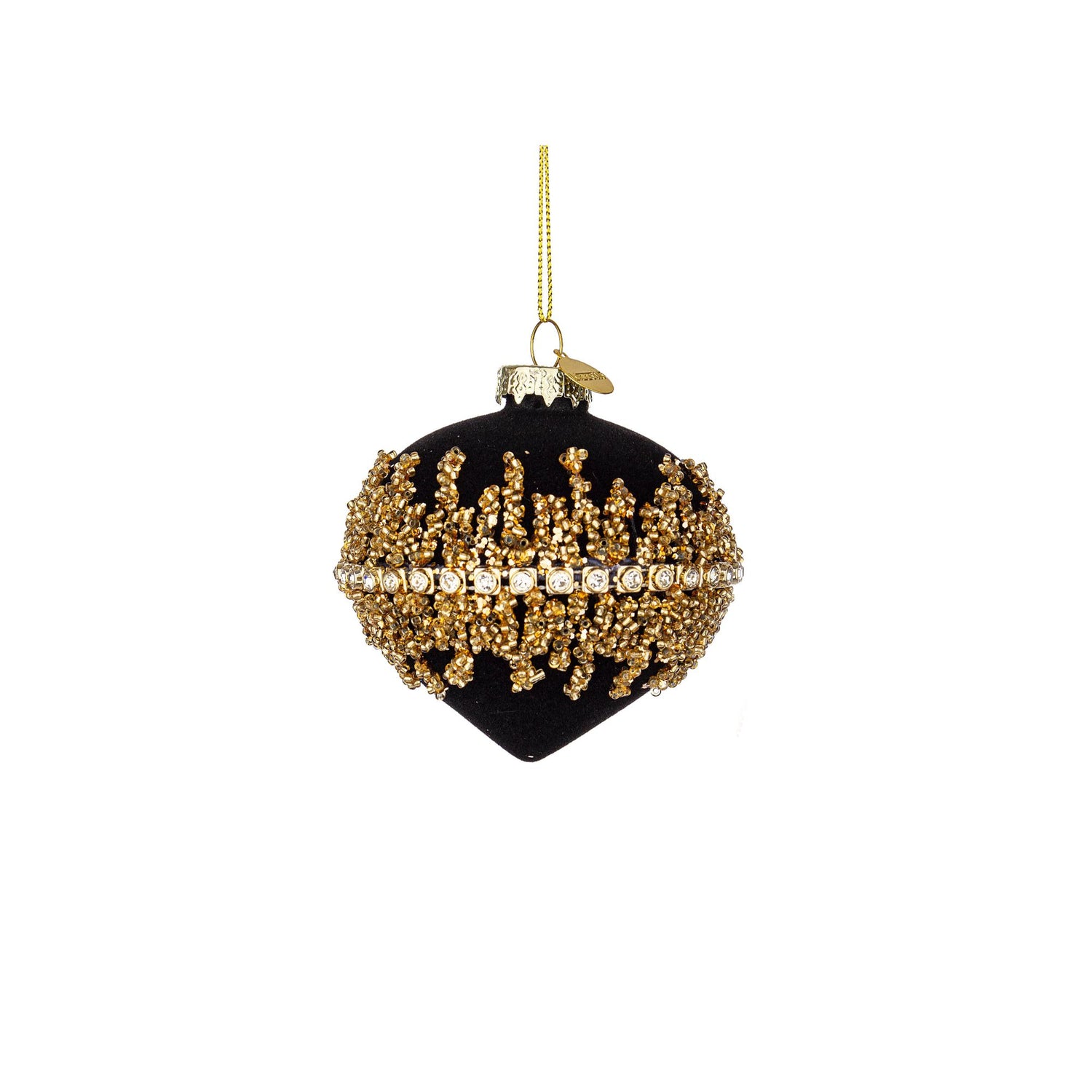 BIZZOTTO - Sphere Luxury Christmas Tree Ball Pendant 9 cm Black Gold Glass