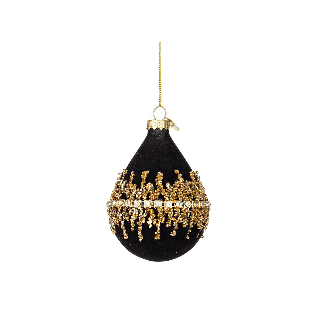 BIZZOTTO - Luxury Christmas Tree Ball Pendant Sphere 10 cm Black Gold Glass