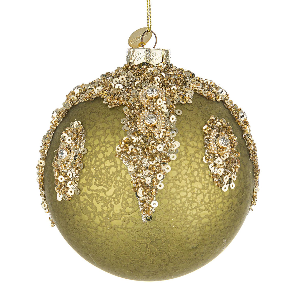 BIZZOTTO - Melissa Christmas Tree Ball Sphere 10 cm Green Gold Glass