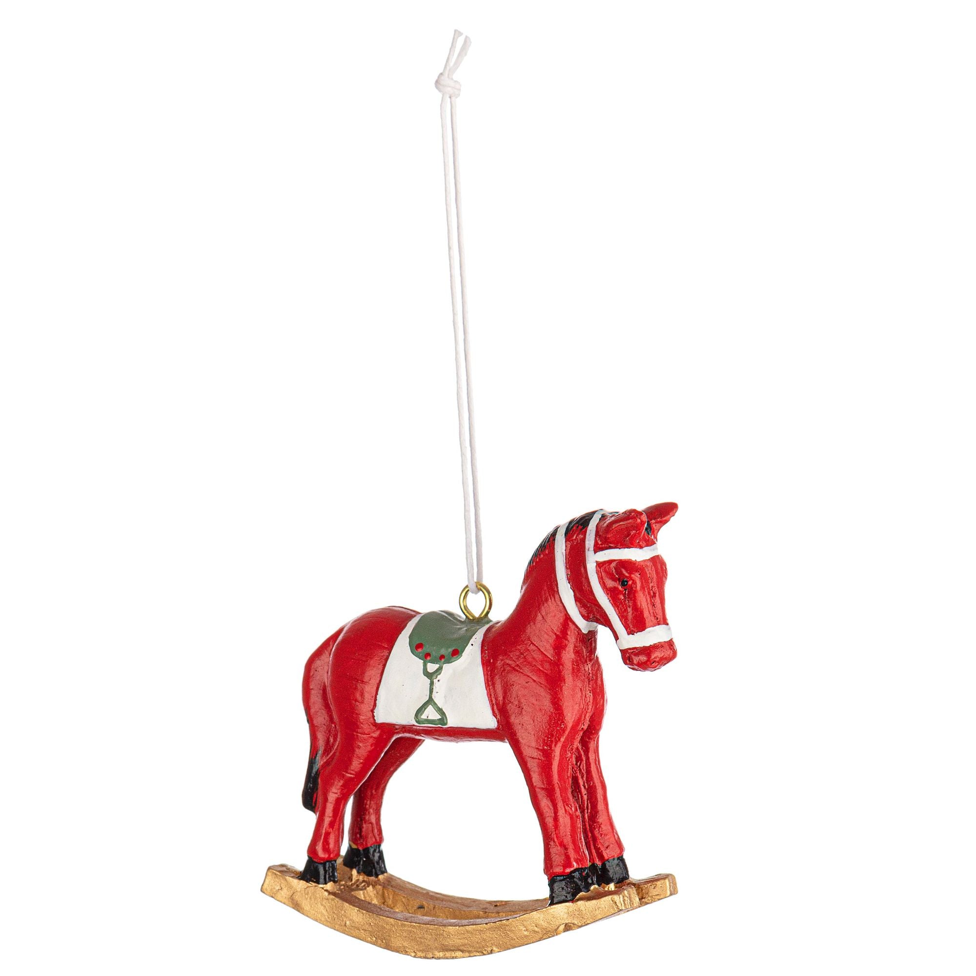 BIZZOTTO - Resin Christmas Tree Rocking Horse Pendant 7.5 cm Red