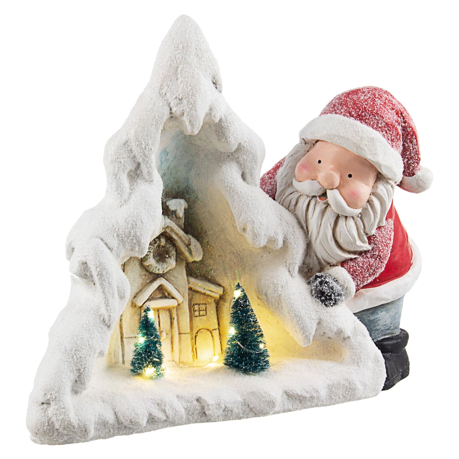 BIZZOTTO - Santa Claus Wintry LED House Christmas Decoration 34 cm