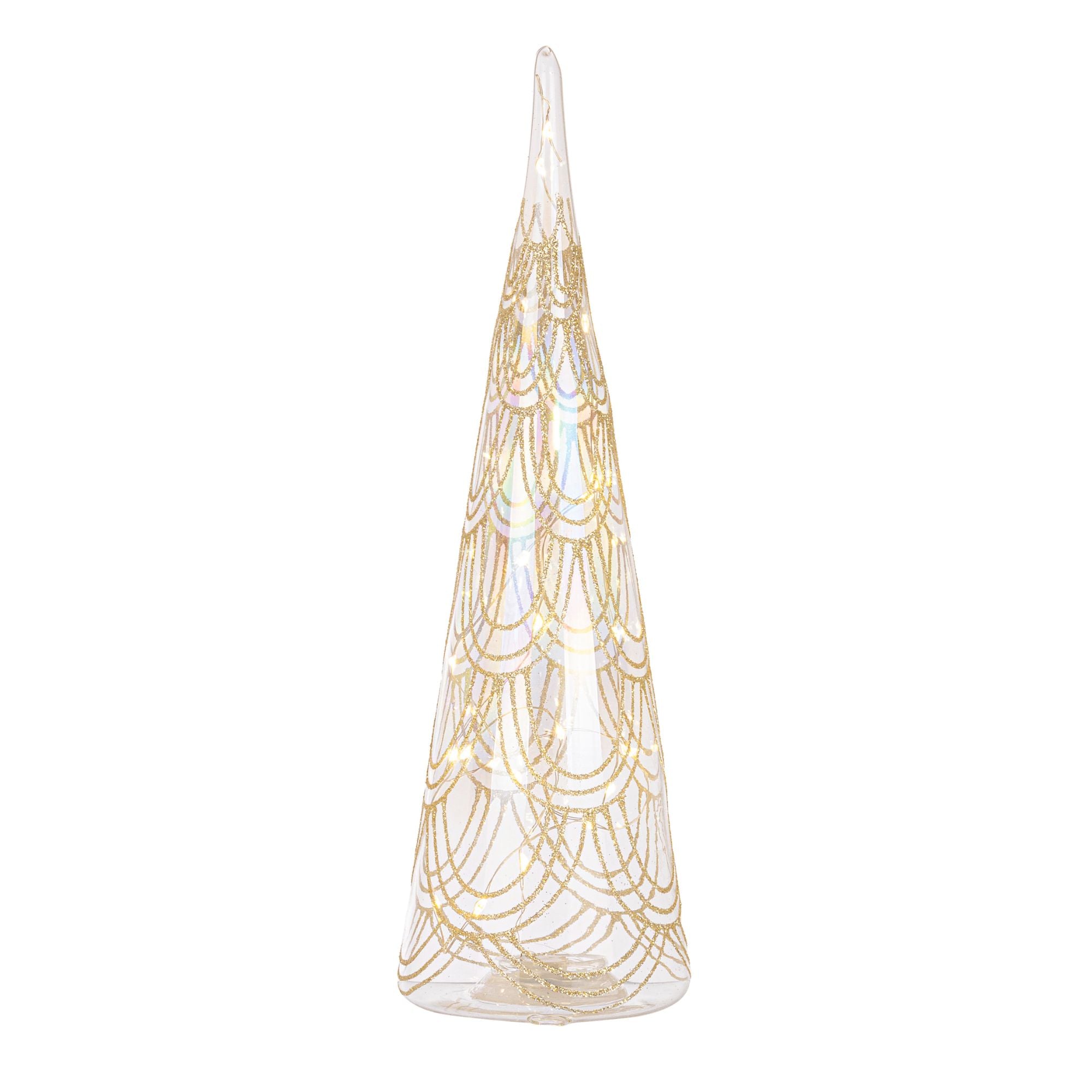 BIZZOTTO - Albero di Natale Pino Prism Iridescente LED Decorazione Natalizia 30 cm Vetro