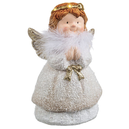 BIZZOTTO - LED Angel w/ Bow and Feathers Christmas Decoration 22 cm Ceramic